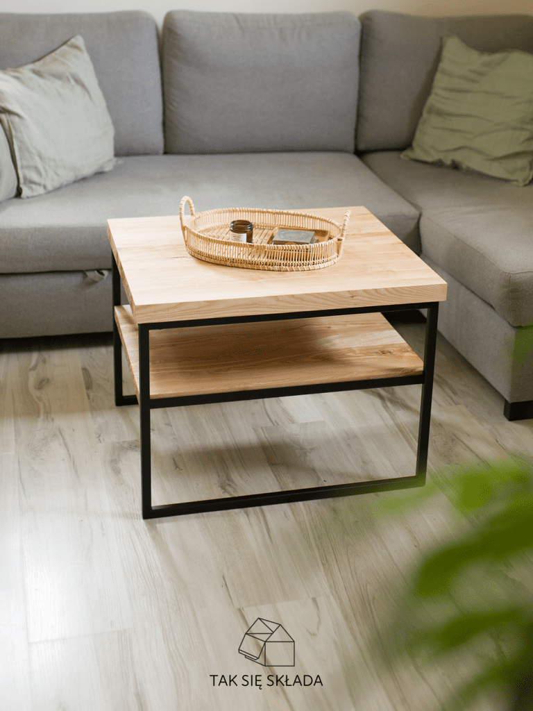 produkt Industrialny stolik kawowy kubik z półką
